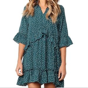 V-Neck Polka Dot Dress